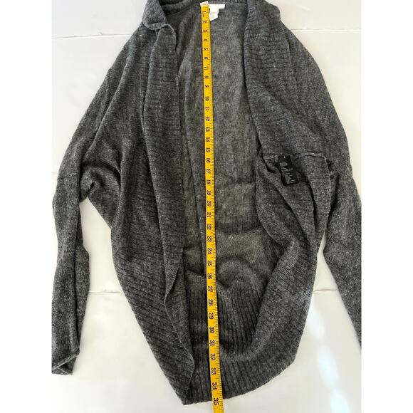 HM Alpaca Wool Blend Sweater Cardigan Women M/L Gray Lightweight Asymmetrical - Picture 5 of 6